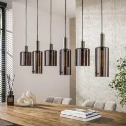 Luca 6-lichts Hanglamp Bruin