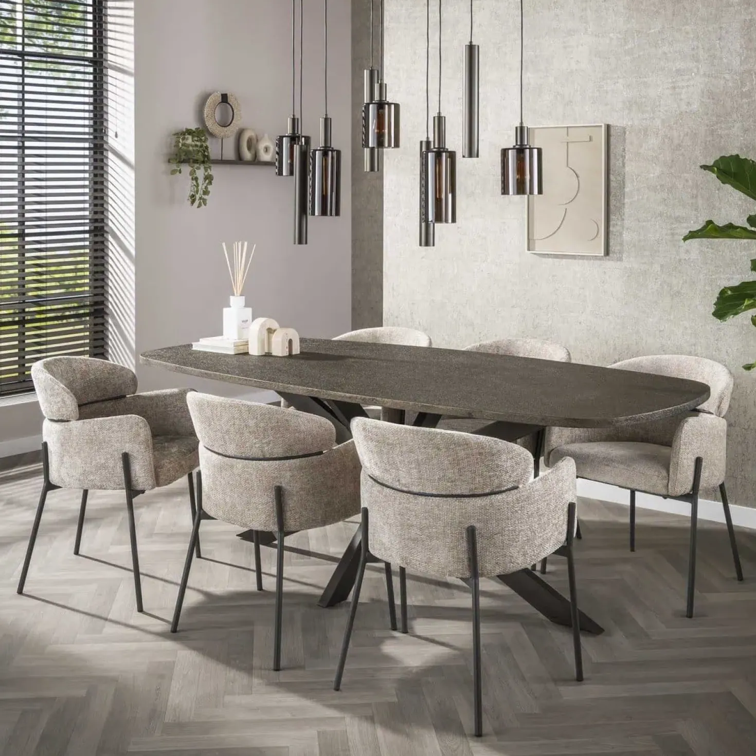 Luca 9-lichts Hanglamp Bruin