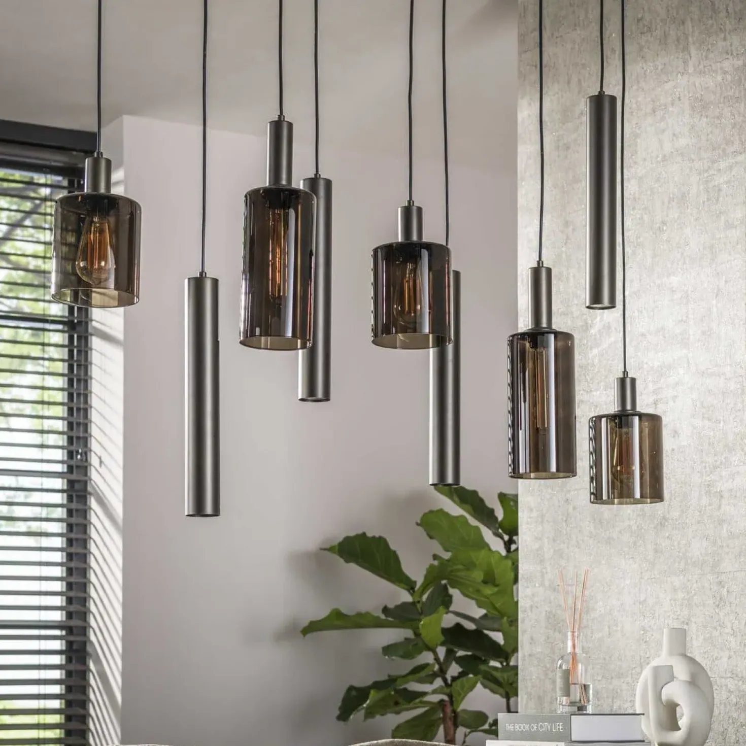 Luca 9-lichts Hanglamp Bruin