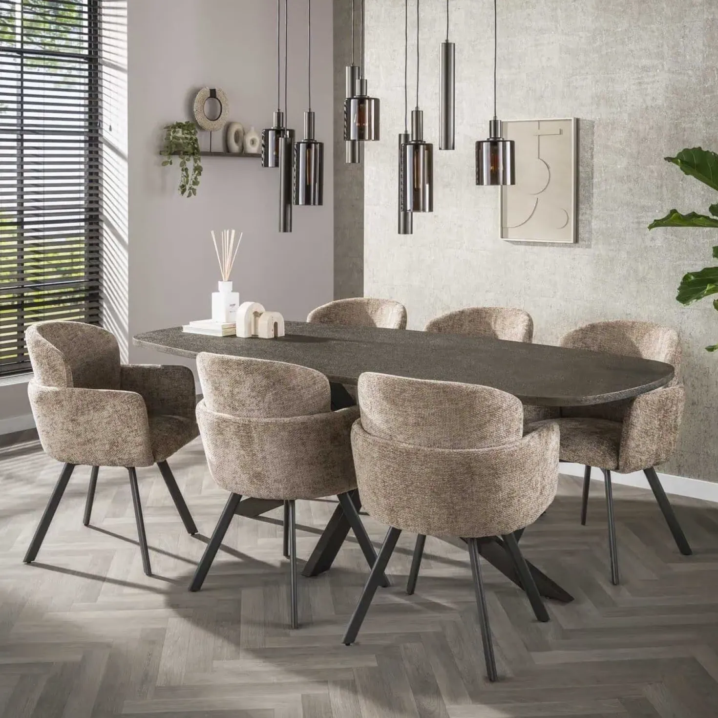 Luca 9-lichts Hanglamp Bruin