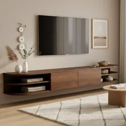 Luca zwevend Tv meubel Walnoot 220 cm
