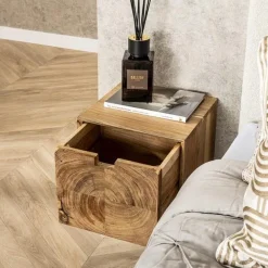 Lugano Zwevend Nachtkastje Acaciahout naturel 35cm