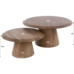 Luna Salontafel set van 2 rond Acaciahout