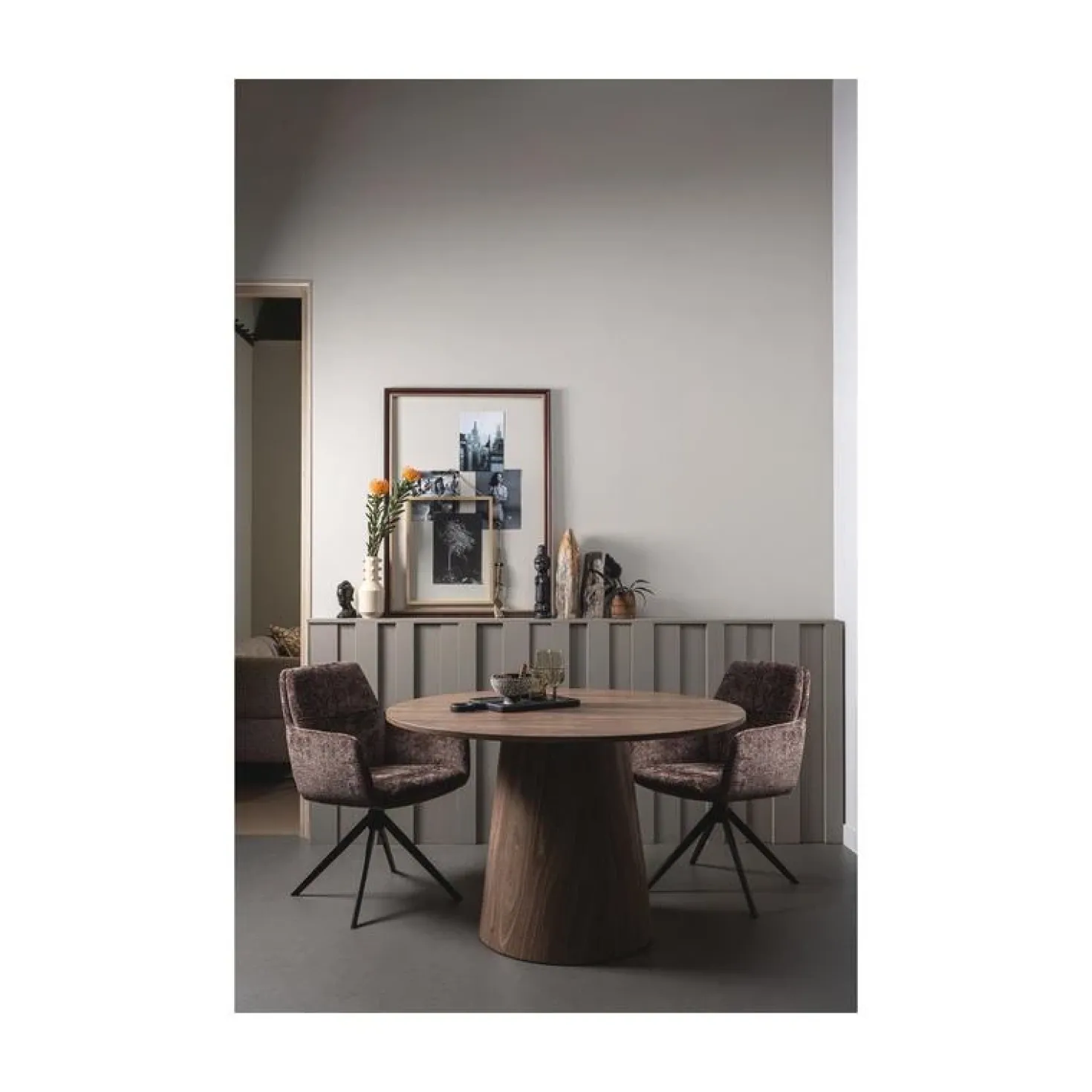 Maan Eettafel Rond MDF Walnoot 120cm