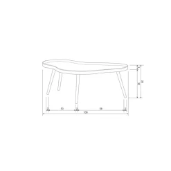 Mae Salontafel organisch hout alpaca 100cm