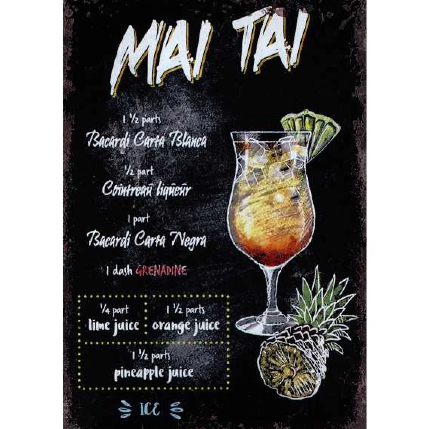 Mai Tai - metalen bord