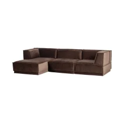 Manu Bank Chaise longue Links Velvet Bruin