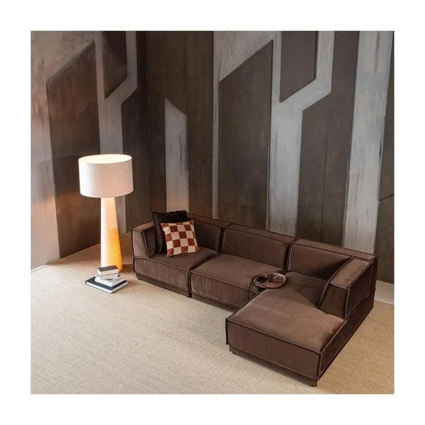 Manu Bank Chaise longue Rechts Velvet Bruin