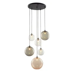 Marco 6-lichts getrapte Hanglamp meerkleurig glas