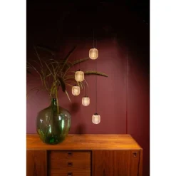Mary 5-lichts Hanglamp getrapt glas