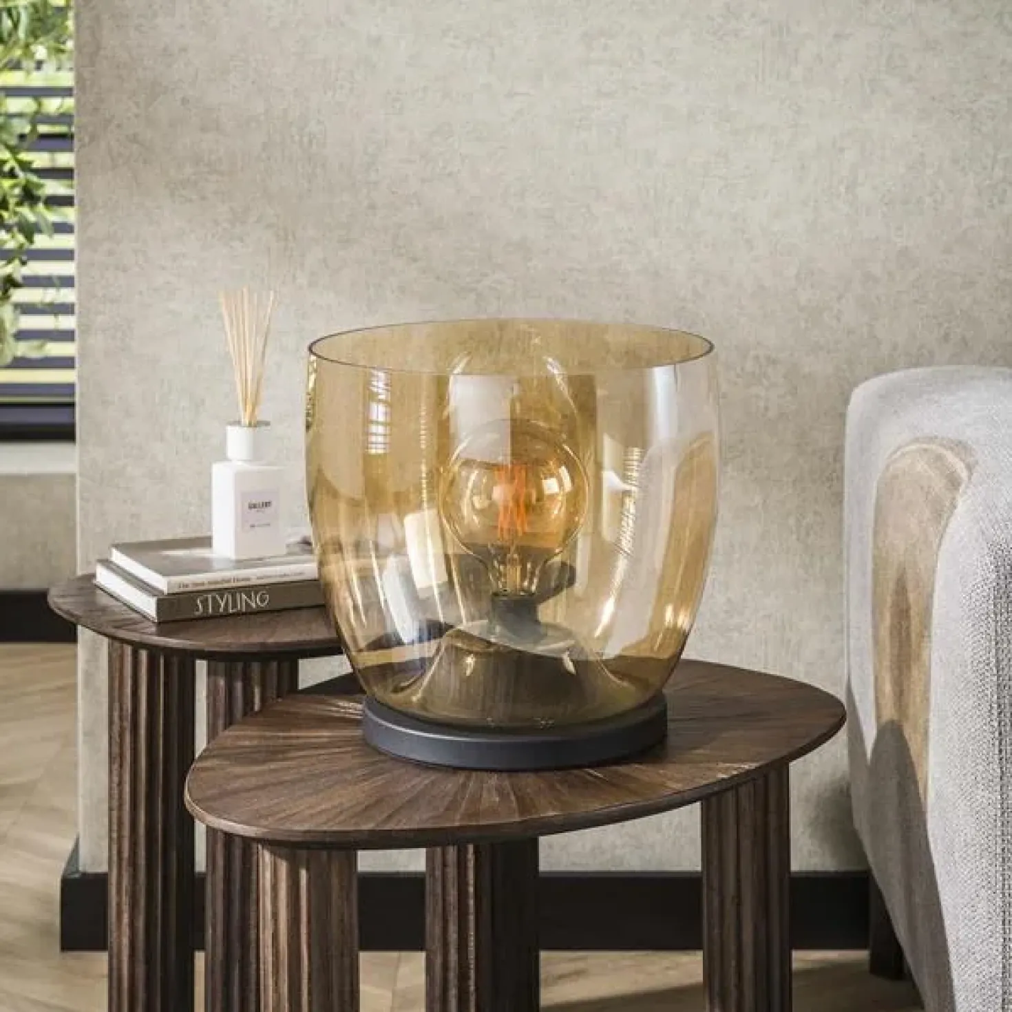 Masuka 1-lichts Vloerlamp Amber M 32cm