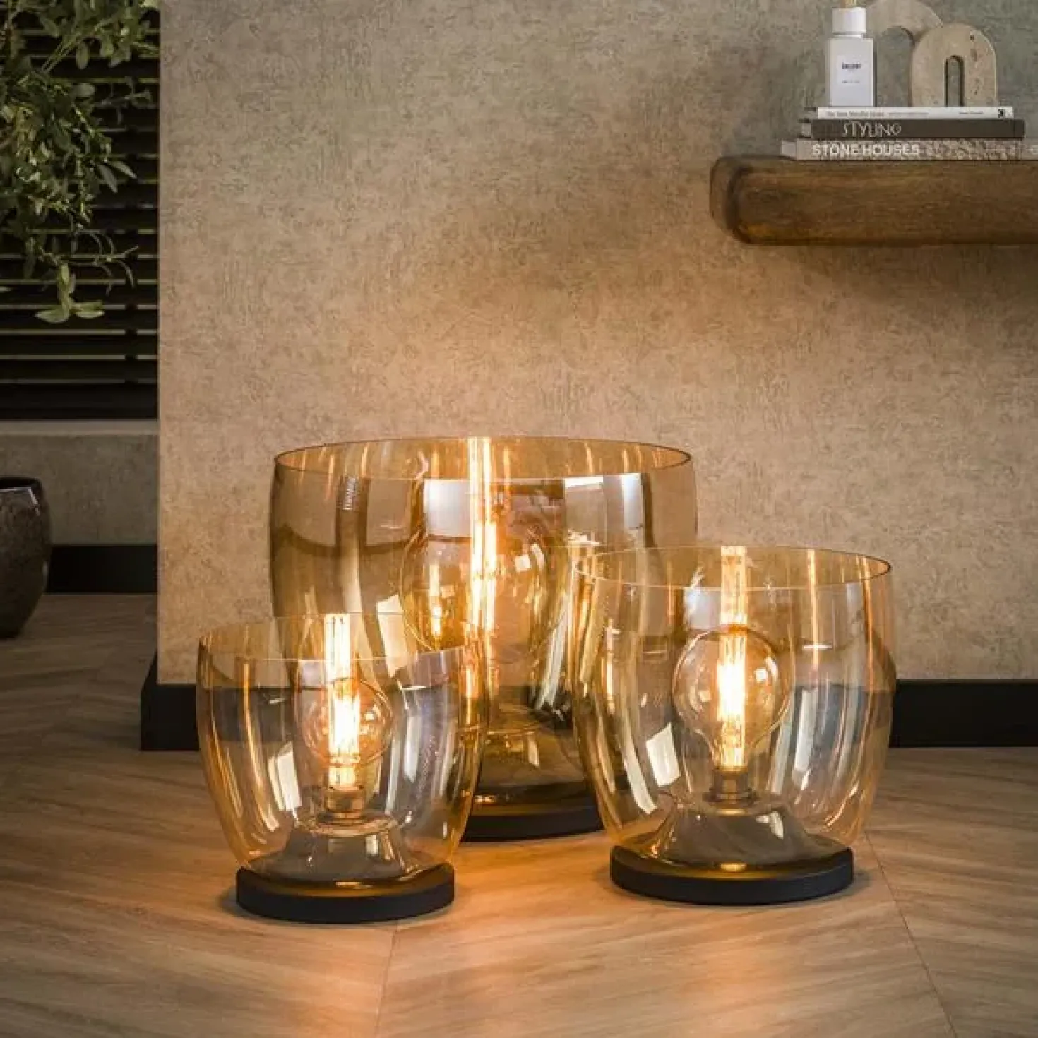 Masuka 1-lichts Vloerlamp Amber M 32cm
