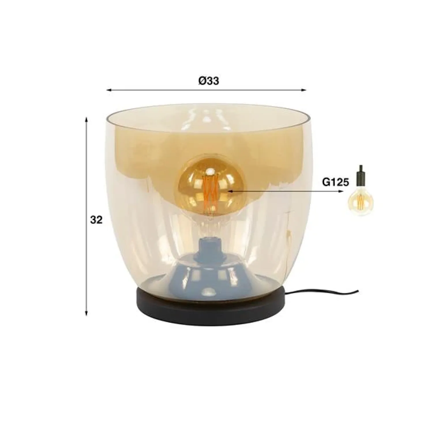 Masuka 1-lichts Vloerlamp Amber M 32cm