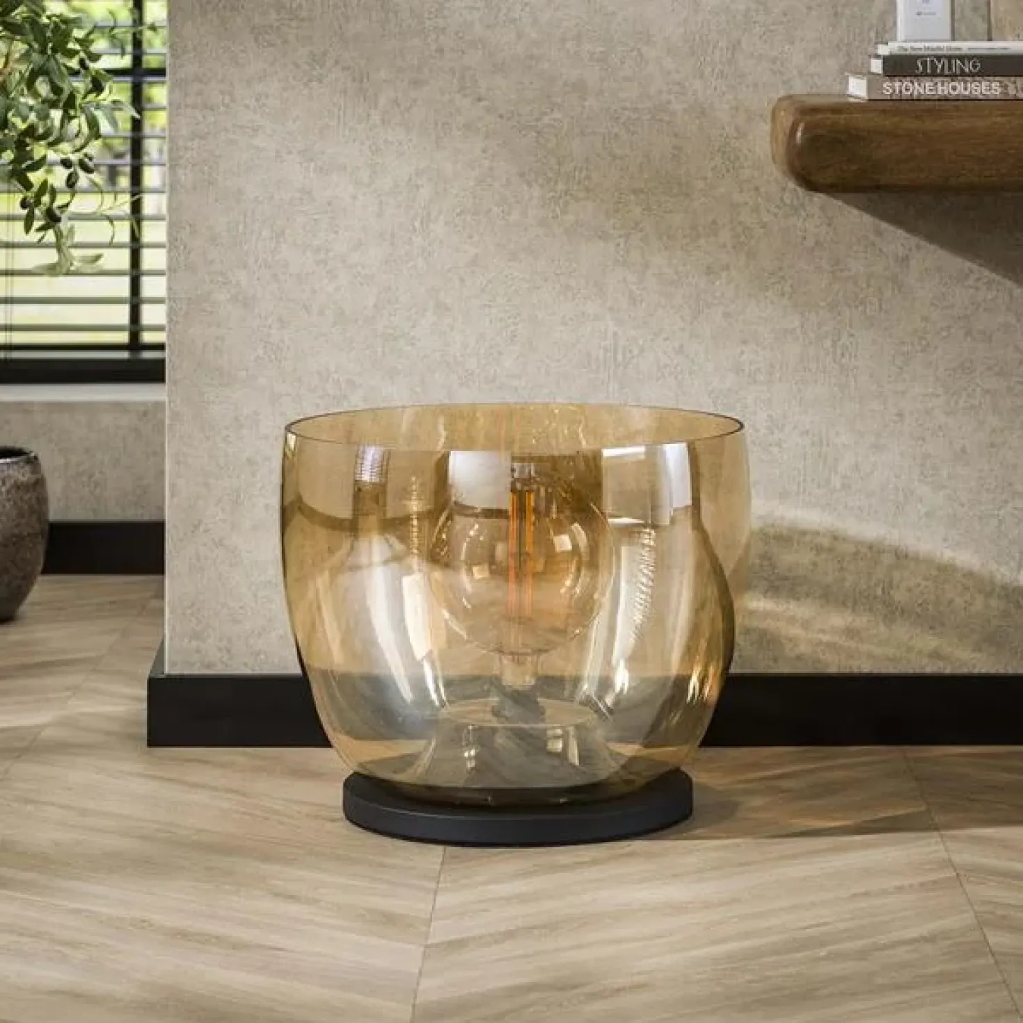 Masuka 1-lichts Vloerlamp Amber L 41cm