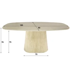 Matteo Eettafel Deens ovaal Travertin 180cm