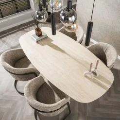 Matteo Eettafel Deens ovaal Travertin 180cm
