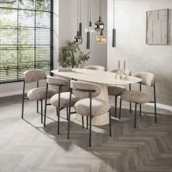 Matteo Eettafel Deens ovaal Travertin 180cm