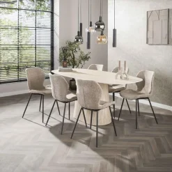 Matteo Eettafel Deens ovaal Travertin 180cm