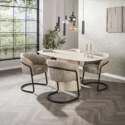 Matteo Eettafel Deens ovaal Travertin 180cm