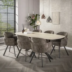 Matthijs Eetkamerstoel draaibaar Hoven taupe