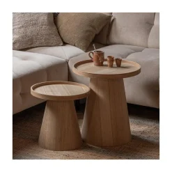 Maud Bijzettafel Conisch rond MDF Naturel 45cm