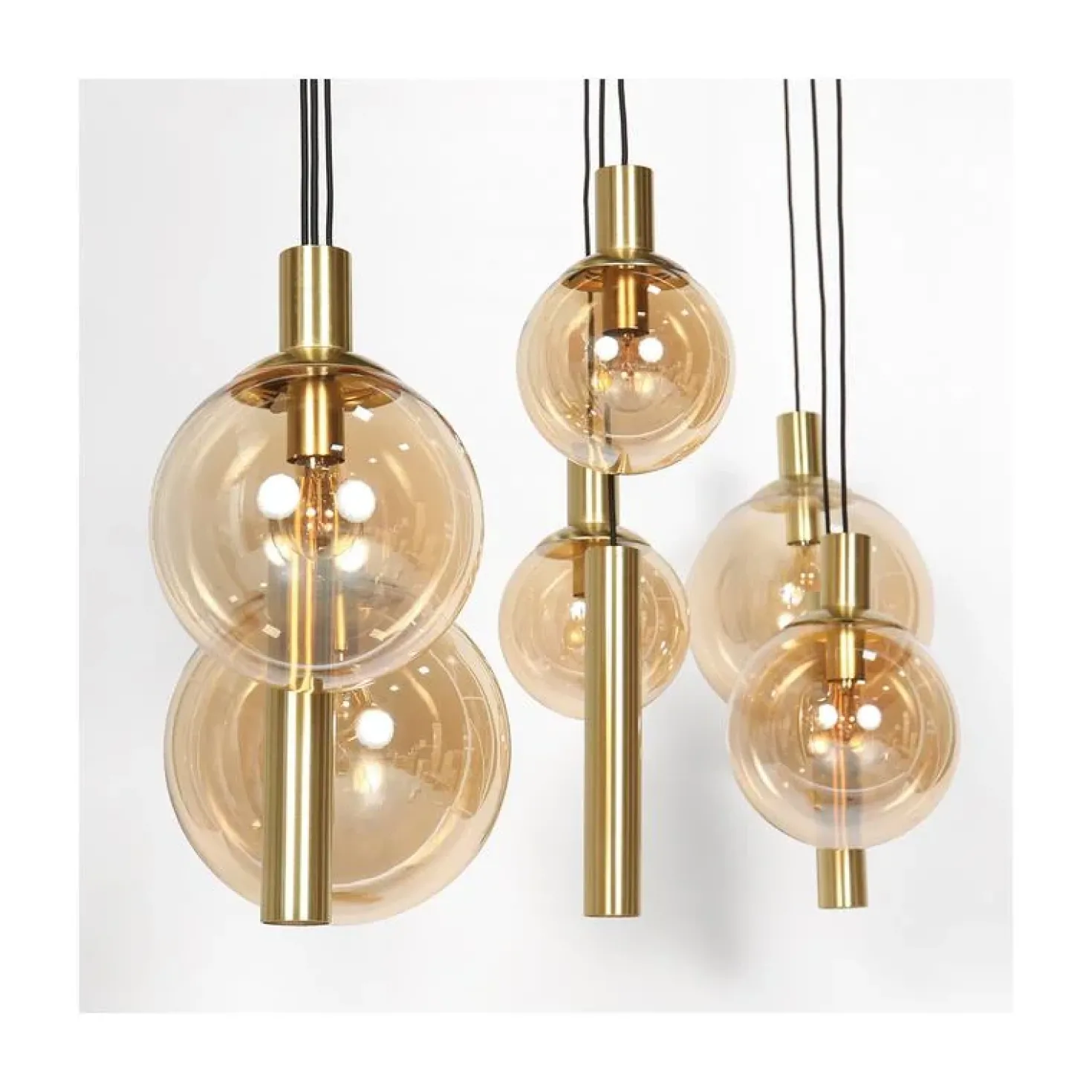 Maya 6+3 lichts Hanglamp Amber