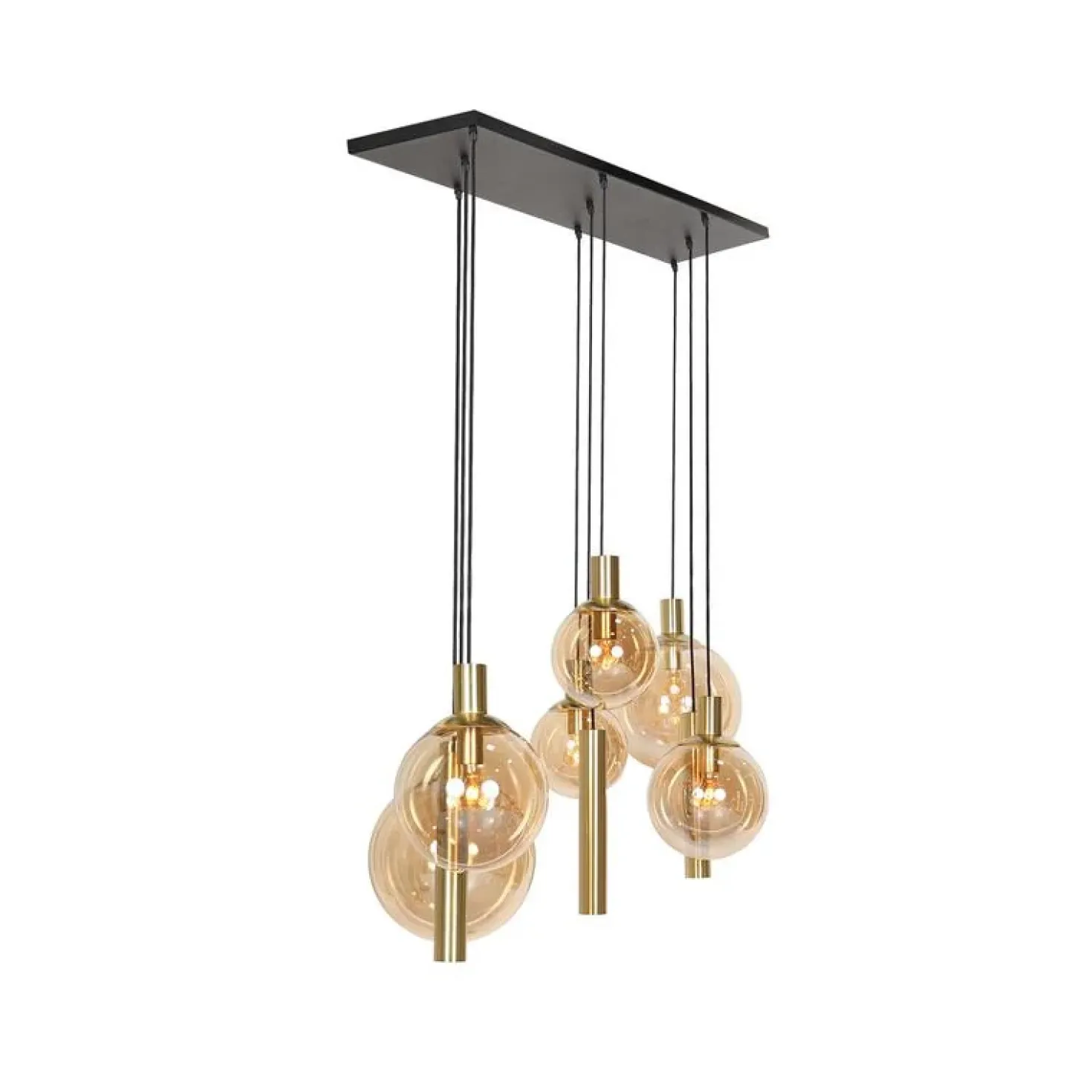 Maya 6+3 lichts Hanglamp Amber