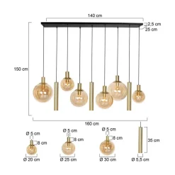 Maya 6+3 lichts Hanglamp Amber
