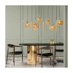 Maya 6+3 lichts Hanglamp Amber