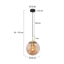 Maya 1-lichts Hanglamp 25cm Amber