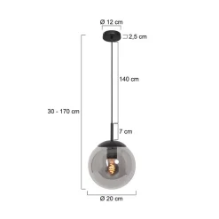Maya 1-lichts Hanglamp 20cm Smoke