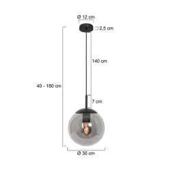 Maya 1-lichts Hanglamp 30cm Smoke