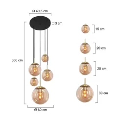 Maya 5-lichts Hanglamp Getrapt Amber