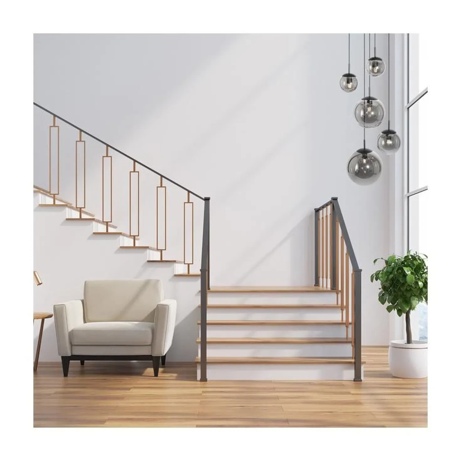 Maya 5-lichts Hanglamp Getrapt Smoke
