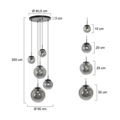 Maya 5-lichts Hanglamp Getrapt Smoke