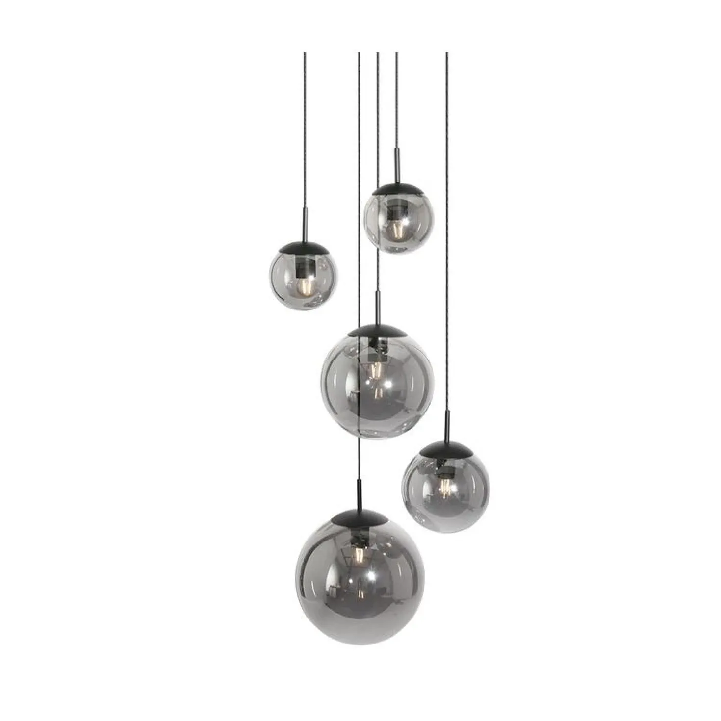 Maya 5-lichts Hanglamp Getrapt Smoke