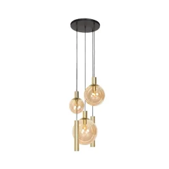 Maya 3+2 lichts Hanglamp Getrapt Amber