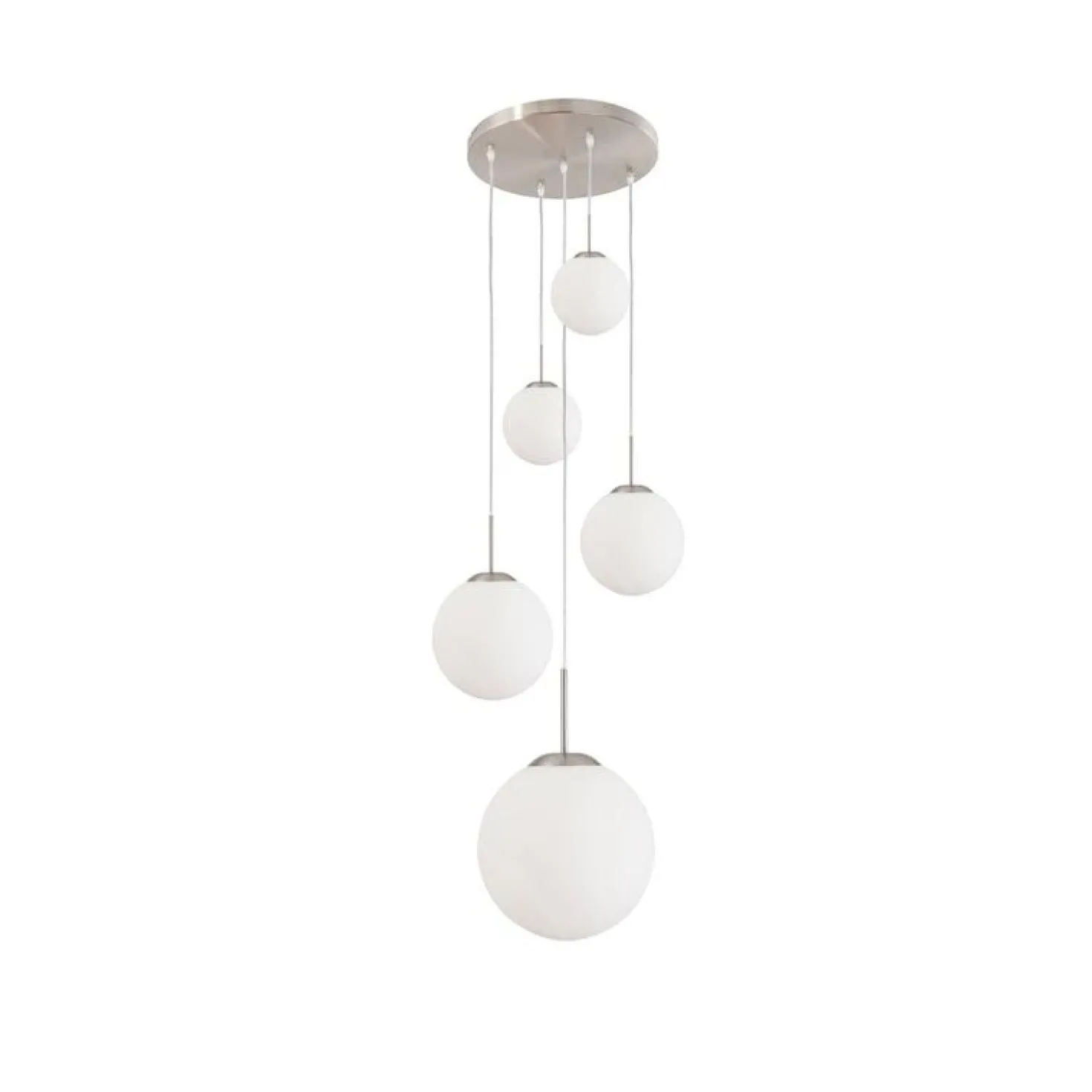 Maya 5-lichts Hanglamp Getrapt Opaal wit