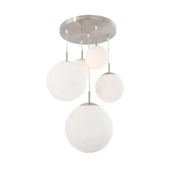 Maya 5-lichts Hanglamp Getrapt Opaal wit