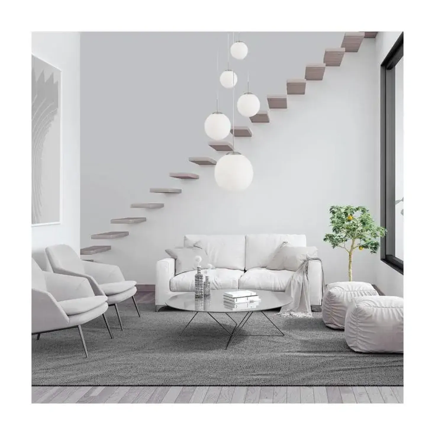 Maya 5-lichts Hanglamp Getrapt Opaal wit