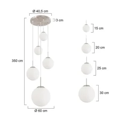 Maya 5-lichts Hanglamp Getrapt Opaal wit