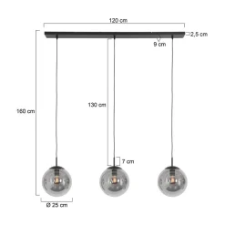 Maya 3-lichts Hanglamp Smoke