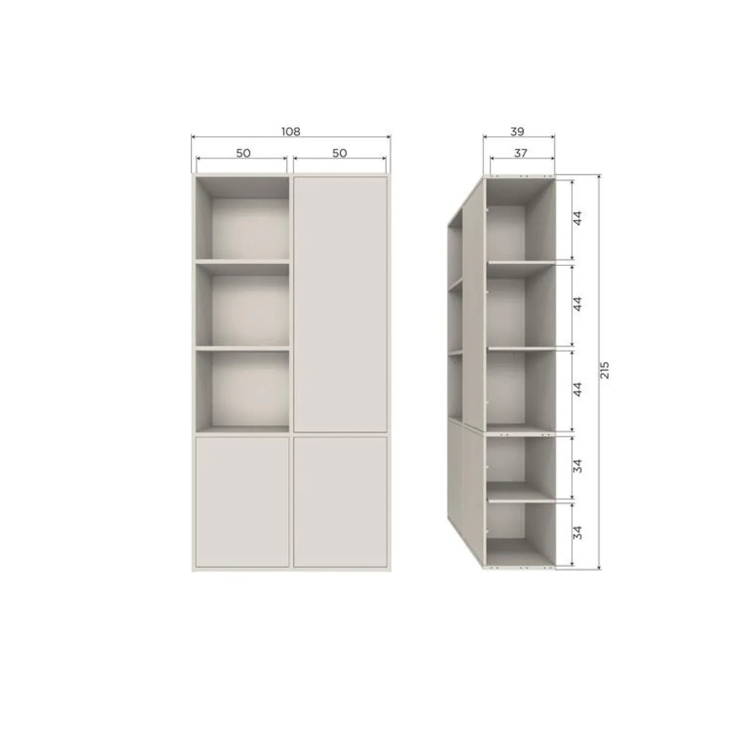 Meggy Wandkast rechts grenen dust 108 cm