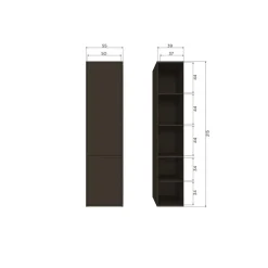 Meggy Wandkast Smal Grenen Middenbruin 55cm
