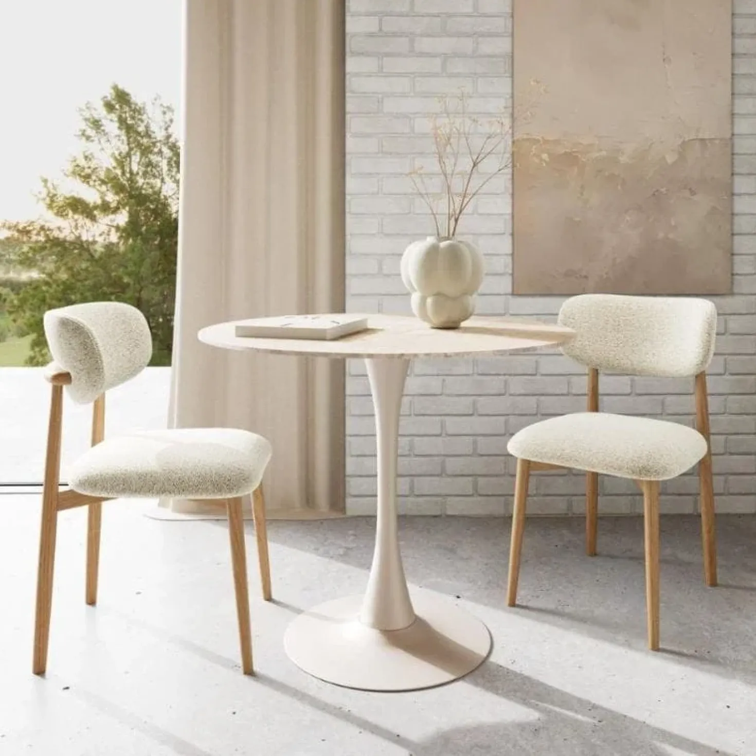 Michael Eetkamerstoel eikenhout Beige