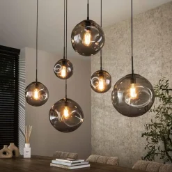 Mika 6-lichts Hanglamp Smoke