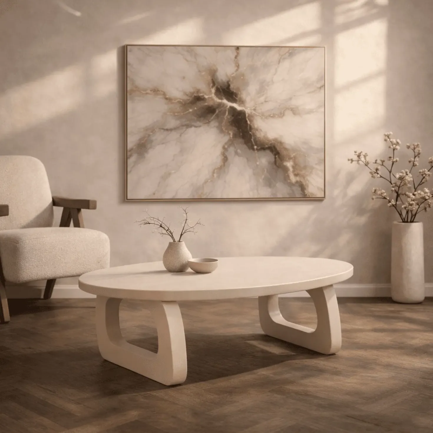 Mike Salontafel ovaal Beige mangohout 130cm