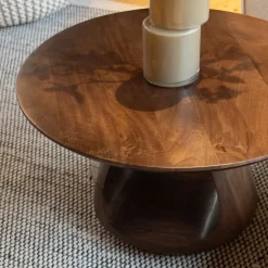 Mike Salontafel rond Walnoot Medium 70cm