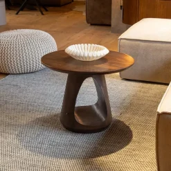Mike Salontafel rond Walnoot Small 60cm