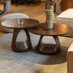 Mike Salontafel rond Walnoot Small 60cm